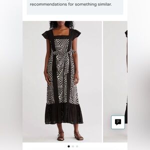 Maisie Black&White Abstract Midi Dress size Medium Women’s M Embroidered Eyelet